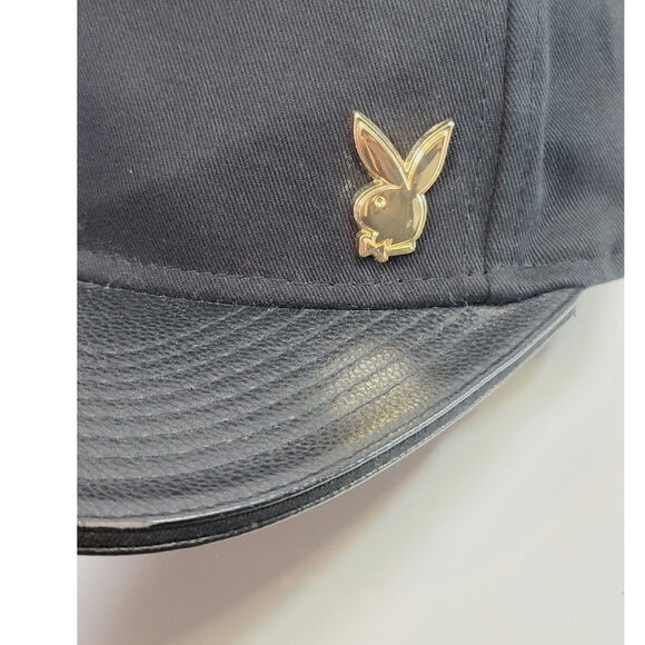PLAYBOY FAUX LEATHER BILL BLACK ADJUSTABLE HAT - Picture 4 of 14